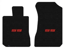 Lloyd Luxe Front Carpet Mats for '97-03 Chevy Malibu w/SS Letters Red on Black