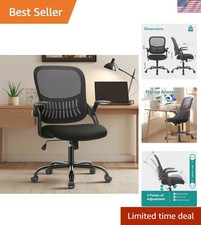 Ergonomic Mesh Swivel Office Chair with Lumbar Support  Flip-Up Arms - Black