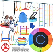 50 piedi Ninja Warrior corso ad ostacoli da appendere Slackline Monkey Bars con disco altalena