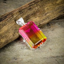 Bi-Color Tourmaline Gemstone 925 Sterling Silver Jewelry Pendant 1.65