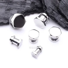 A Pair of Hexa Nut Push-Fit Single Flared Ear Gauge Plug