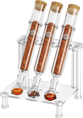 Cigar Flavoring Humidor Case for 3 Cigars, Borosilicate Glass Tubes, Balls and A