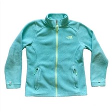 The North Face Fleece Jacket Coat Girls Light Blue Teal Turquoise Full Zip Youth