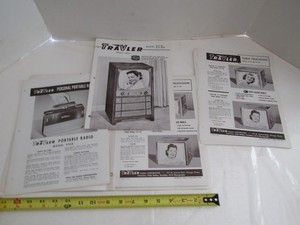 VINTAGE ADVERTISING LOT TV TELEVISION RADIO PHONOGRAPHS TRAVLER GUIDE SPEC SHEET