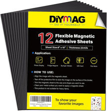 DIYMAG Magnetic Adhesive Sheets, 8" X 10" , 12 Pack Flexible Magnetic Picture F