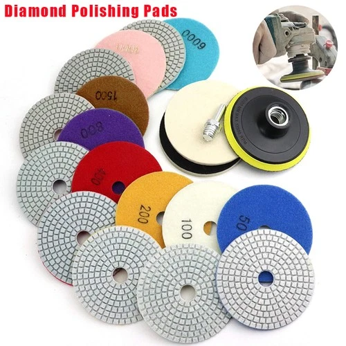 4" Diamond Polishing Pads 50-6000 Grit Polishing Pad for Drill Grinder Polisher
