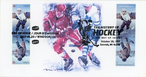 2017 US Canada History of Hockey Joint FDC US # 5252-53 and Canada # 3040-41