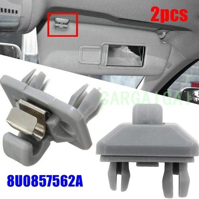 2Pcs 8U0857562A Grey Sun Visor Clips For Audi A4 A5 A7 Q3 Q5 B6 B7 B8 S4 S5 TT