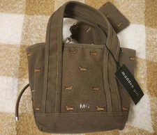 Madden Girl Brown Dachshund Doxie Canvas Mini Tote Bag Crossbody Convertible