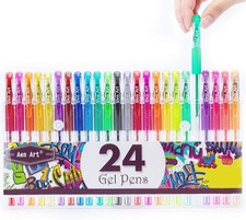 Vibrant Glitter Gel Pens Set - 24 Colors with 40 More Ink for Artistic Mastery