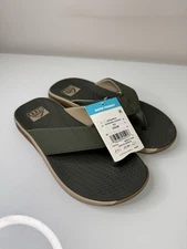 Mens Reef The Deckhand Olive Green / Gum Flip Flop Sandals Size 8 New With Tags