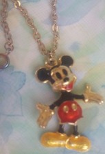 Disney Mickey Mouse Vintage Articulated enamel hanging pendant necklace