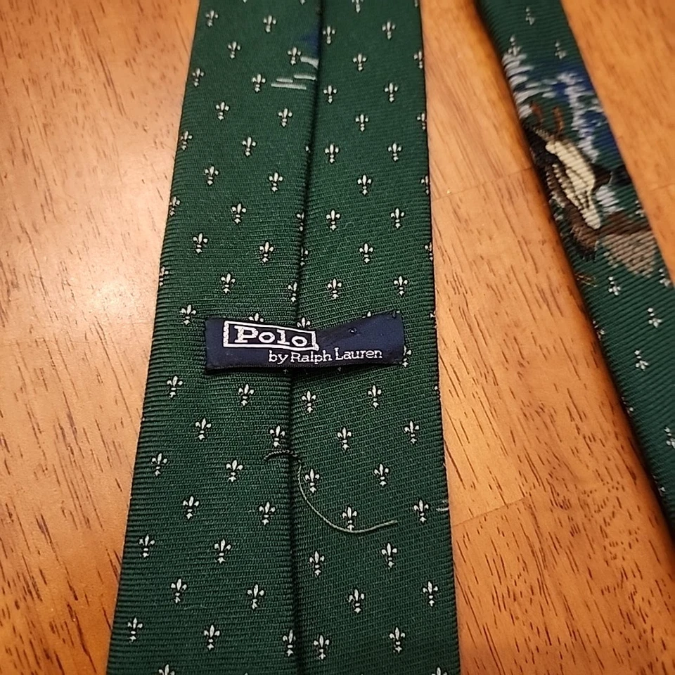 Corbata De Colección Polo Ralph Lauren Deportiva Mallad Estampado Pato 100% Lana Hecha en EE. UU. Foto 3 de 4