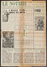 BERGAMO NEWSPAPER MURAL POSTER 100X70 FEDERATION GOVERNING PARTY 1937 PNF