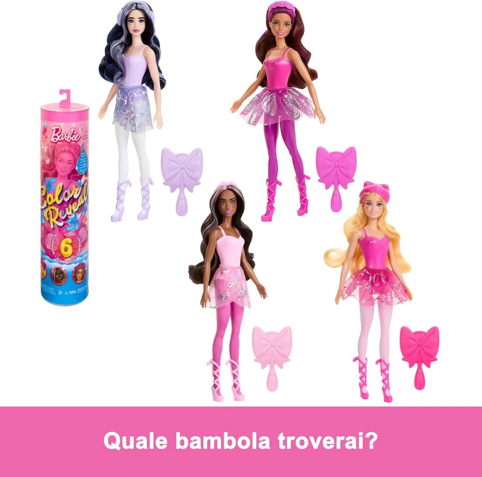 Barbie Color Reveal serie ballerina effetti cambia colore Mattel HRK17 3+ - Immagine 3 di 4