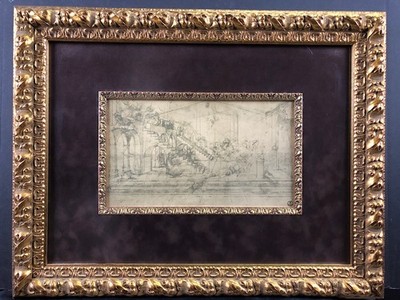 Leonardo Da Vinci study for Adoration of the Magi framed museum print
