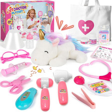 Alritz Unicorn Doctor Kit for Girls - Pretend Play Toys with Stethoscope, Carryi