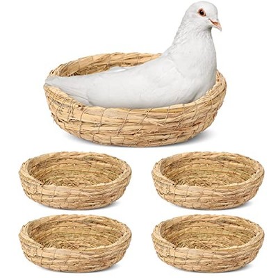 Patelai 4 Pcs Handmade Woven Flat Base Dove Bird House Breeding Nest for Pigeon