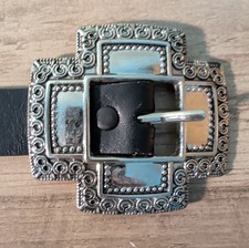 Southwestern Silver Tone Concho Belt Black Strap Western Cowboy Boho Fashion