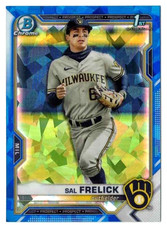 SAL FRELICK 2021 Bowman Draft Sapphire #BDC-172 Milwaukee Brewers Rookie 1st RC!