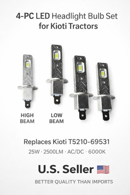 Pro Series 4-Pc LED Headlight Bulb Set for Kioti RX7320 RX7320PC  Visibility