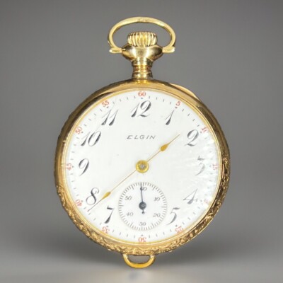 Elgin 17j Open Face Case Pocket Watch 1915/crisp 25 gold-filled
