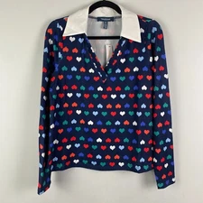 ModCloth Timeless Falling Leaves Top Rainbow Romance Heart Print Size Medium