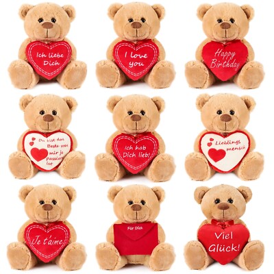 Teddybär mit Herz Teddy Bär klein 25cm 35cm viele Motive Liebe Partner Geschenk