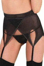 Sheer Garter Belt With Metal Tabs And G String One Size