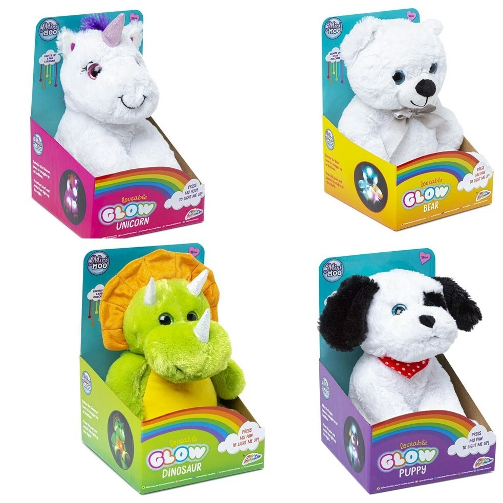 Miri Moo Light Up Glow Unicorn Puppy Bear Dinosaur Kids LED Soft