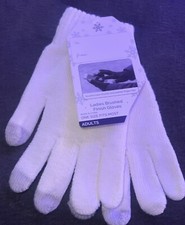 Ladies, Adult, Brushed Finish Gloves, White With Gray Touchscreen Finger Tips