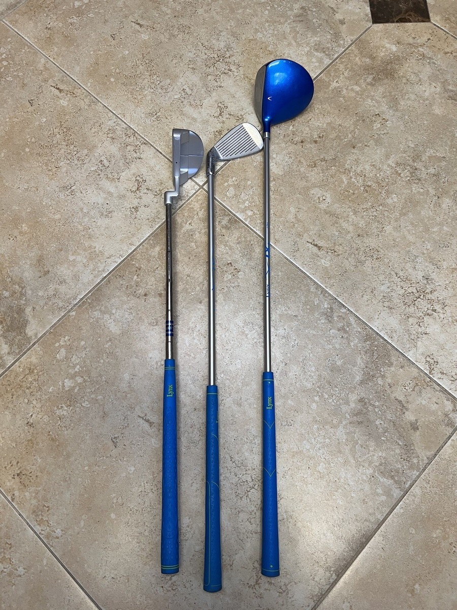 Lynx LX Jr Blue Kids Junior 3 Pc Golf Club Set Youth Right Lynx LX Jr Blue Kids Junior 3 Pc Golf Club Set Youth Right
