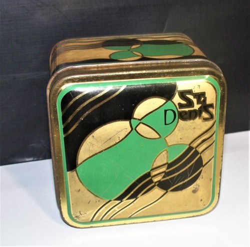 ANTIQUE 1920s ART DECO ST DENIS FRENCH PERFUME POWDER TIN BOX VANITY HOME DECOR - Picture 9 of 15