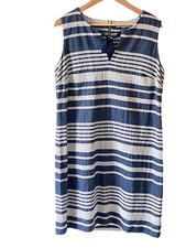 KARL LAGERFELD PARIS Designer Shift Dress | Size UK 14 | Navy White Ribbon Tie