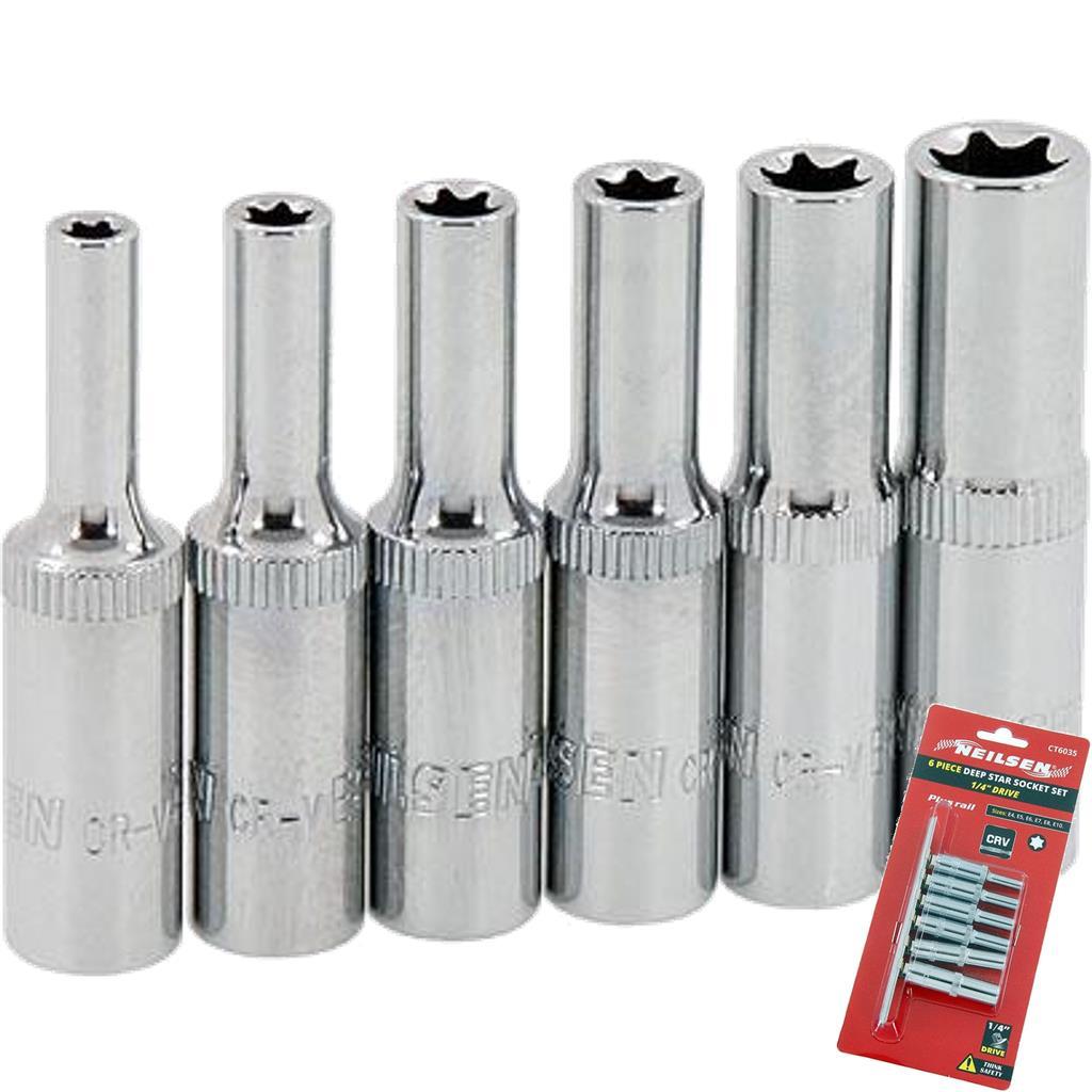 Neilsen Deep Star Profile Sockets E4 - E10 Socket Set 5 Pièces 1/4 - Foto 10