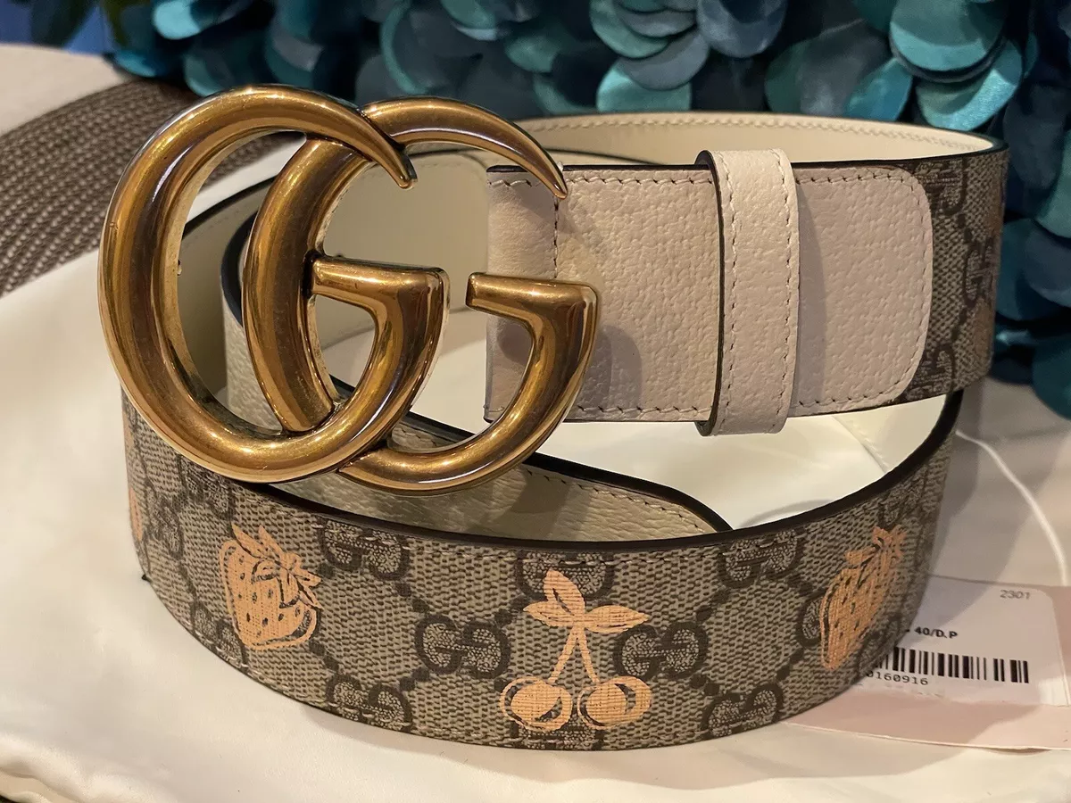 Gucci GG Leather Belt White