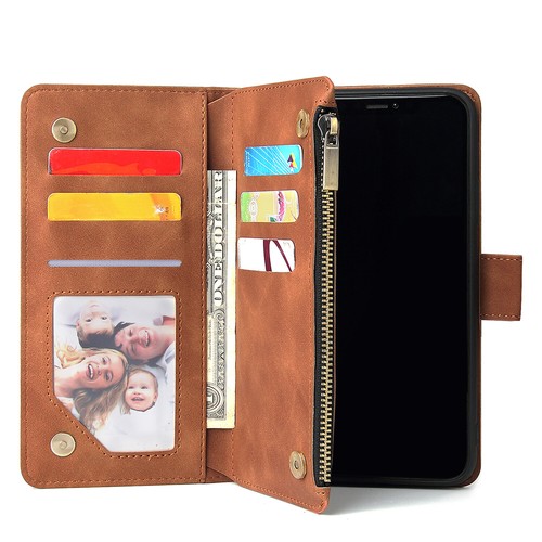 Para iPhone 16 15 14 13 12 Pro Max Magnético Cuero Cremallera Cartera Estuche Cubierta Abatible - Imagen 33 de 42