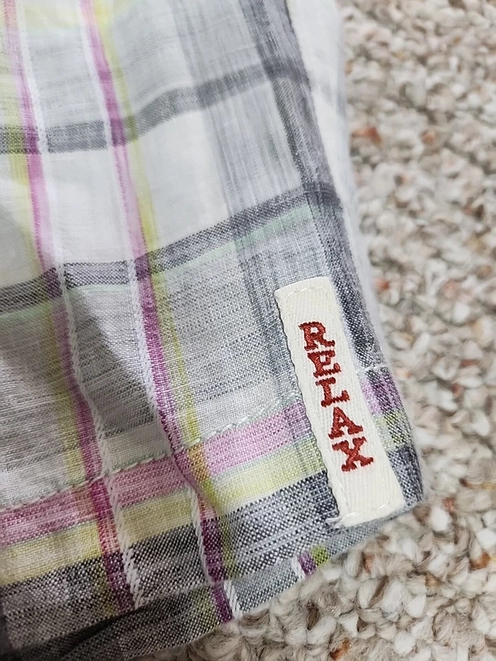 Pantalones Cortos Tommy Bahama Hombre Talla 34x10 Blanco Gris Rosa Amarillo Cuadros 100% Lino Foto 2 de 4