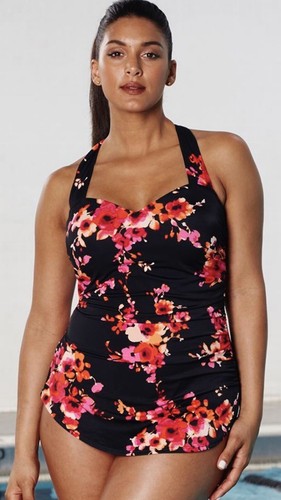 Swimsuits For All Aquabelle Sweetheart Sarong Front Floral One Piece Swimsuit 22