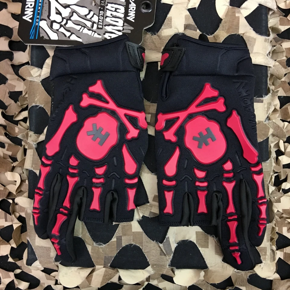 Nuevos guantes de paintball MEDIANOS HK Army Bones - negros/rojos Foto 3 de 4
