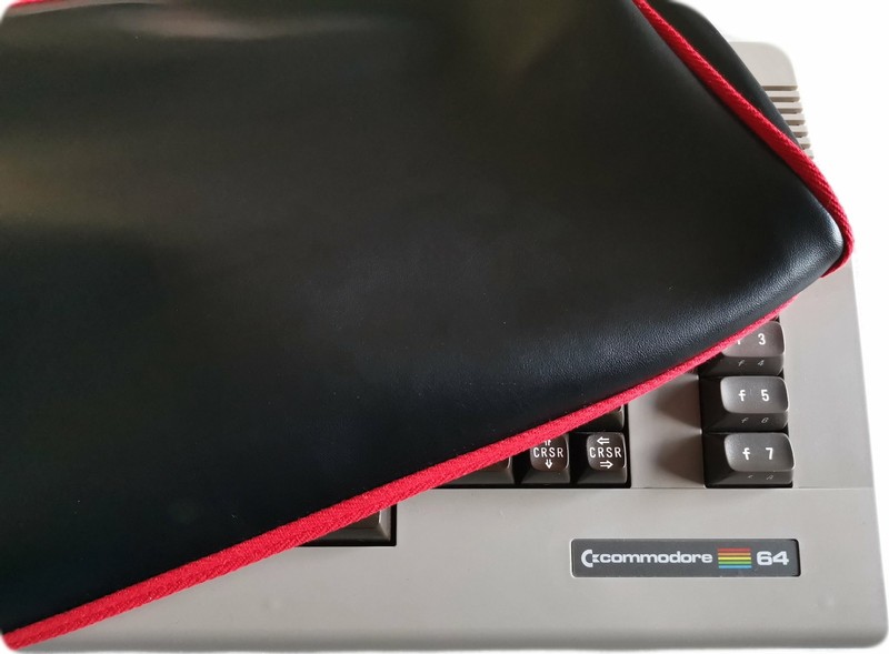 COMMODORE C64C - FAUX LEATHER BLACK DUST COVER - STYLISH