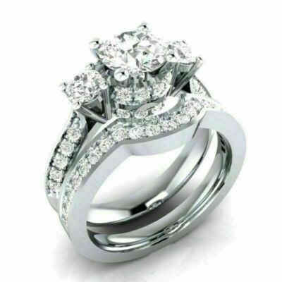 Rings Size Band Jewelry Wedding Fashion Women Silver Set White 5-12