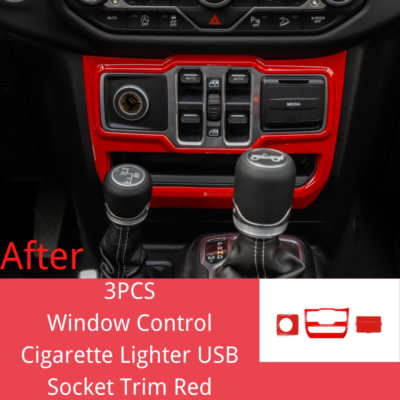 Control Cigarette Lighter USB Red For Jeep Wrangler JL Gladiator JT  2018-2021