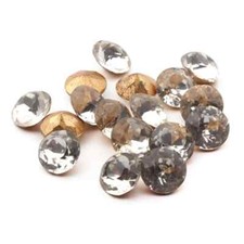 Lot 17 Czech vintage foiled round faceted crystal clear glass rhinestones 14mm