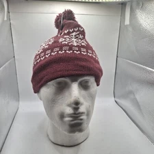 Maroon Beanie Cap Juncture Fleece Lined Snow Christmas