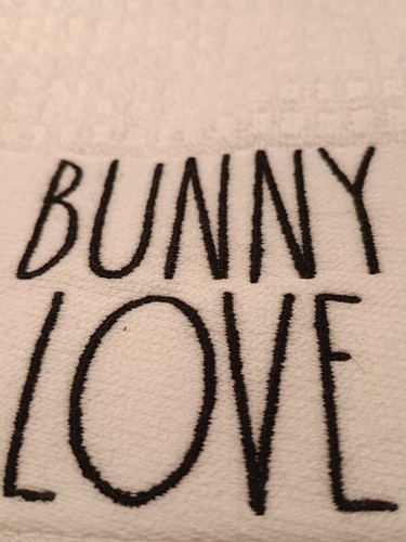 Set Of 2 Rae Dunn Bunny Love Kitchen Dish Towels Easter Rabbit Cotton NWT - Picture 3 of 6