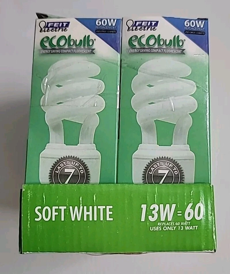 (6) Feit Electric Ecobulb Plus 60W White Twist CFL 120V Replacement Light Bulb - Image 3 of 4