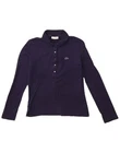 LACOSTE Womens Slim Fit Long Sleeve Polo Shirt Size 40 Medium Navy Blue VG02