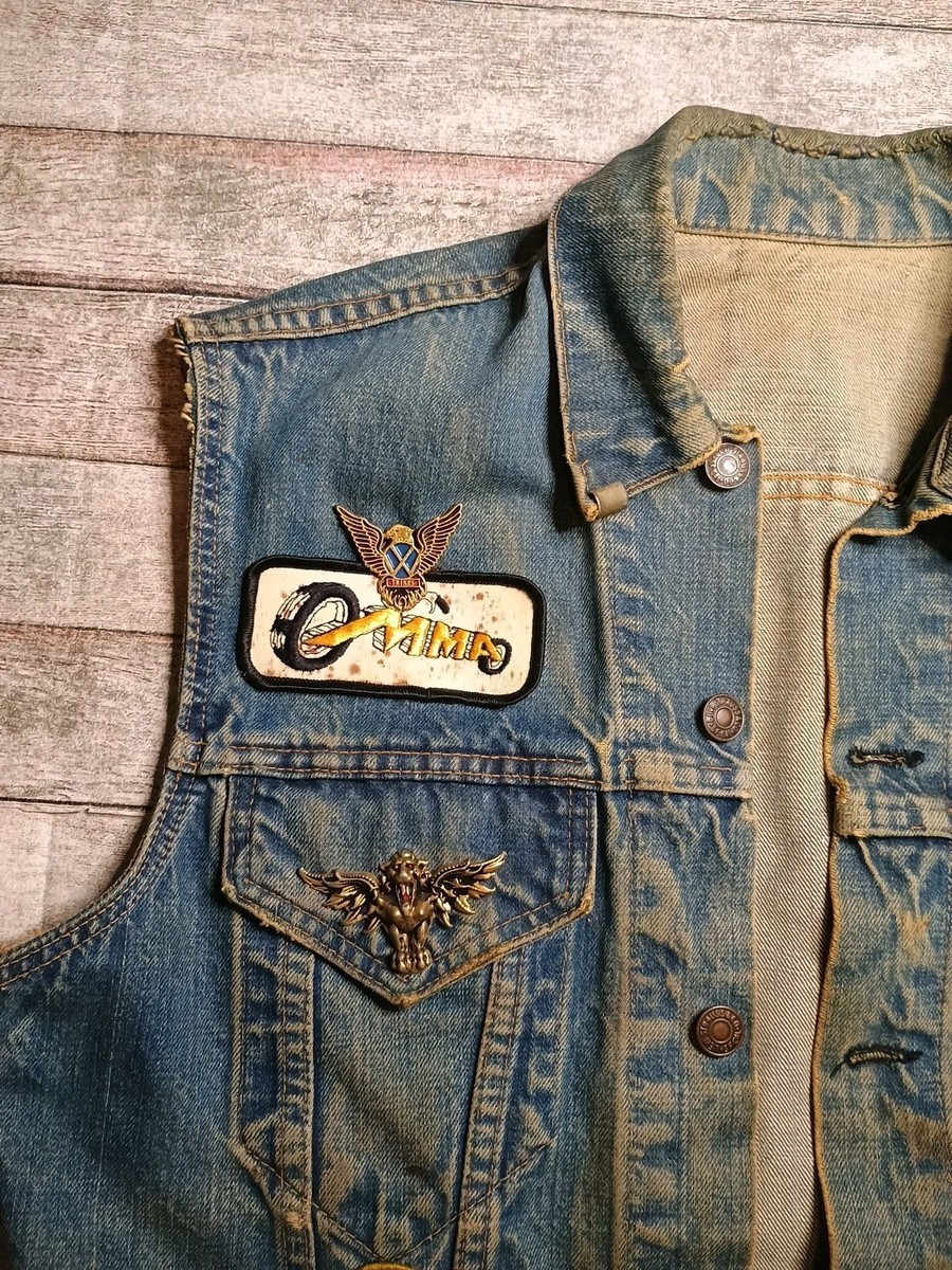 MCベストMADE IN USA ビンテージ リーバイス Vintage Biker Vest Levi Denim Outlaw Motorcycle Club SCMA