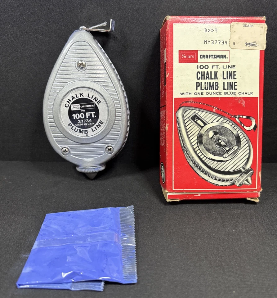 Vintage NOS - Sears Craftsman 100' Chalk Line/Plumb Line - NICE - Made in USA - Image 2 of 4